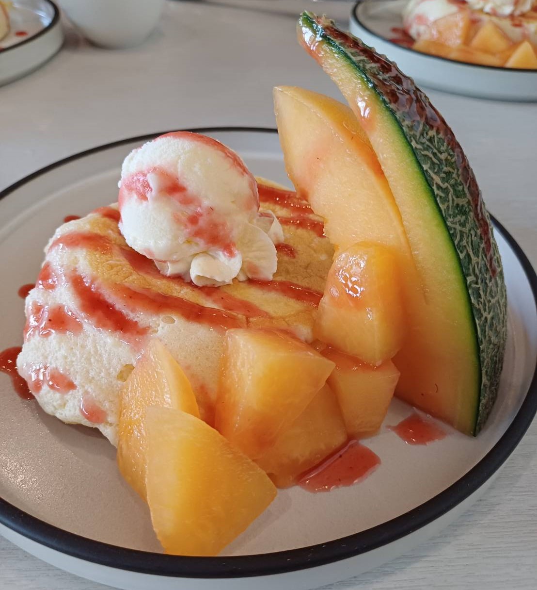 哈密瓜冷舒芙蕾鬆餅